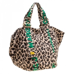 مملوكة مسبقًا حقيبة يد مارك باي مارك جاكوبس كانفاس طباعة فهد خضراء/ بنية