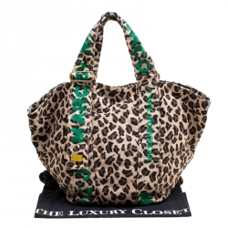 مملوكة مسبقًا حقيبة يد مارك باي مارك جاكوبس كانفاس طباعة فهد خضراء/ بنية