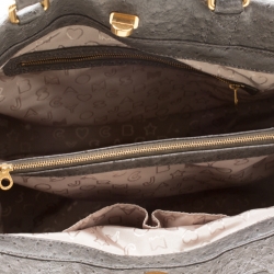 Marc by Marc Jacobs Grey Ostrich Embossed Leather Ozzie Square Lucy Top Handle Bag