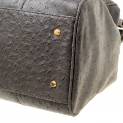 Marc by Marc Jacobs Grey Ostrich Embossed Leather Ozzie Square Lucy Top Handle Bag