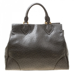 Marc by Marc Jacobs Grey Ostrich Embossed Leather Ozzie Square Lucy Top Handle Bag