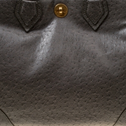 Marc by Marc Jacobs Grey Ostrich Embossed Leather Ozzie Square Lucy Top Handle Bag