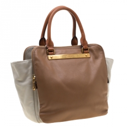 Pre Owned Marc by Marc Jacobs Brown/White Leather Tote