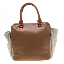 Pre Owned Marc by Marc Jacobs Brown/White Leather Tote