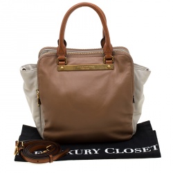 Pre Owned Marc by Marc Jacobs Brown/White Leather Tote