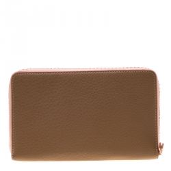 Marc by Marc Jacobs Peach/Brown Leather Organizer Zippy Wallet