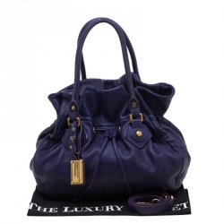 Pre Owned Marc by Marc Jacobs Purple Leather Classic Q Drawstring Hobo
