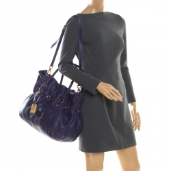 Pre Owned Marc by Marc Jacobs Purple Leather Classic Q Drawstring Hobo