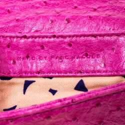 Pre Owned Marc by Marc Jacobs Fuschia Ostrich Embossed Leather Crossbody Bag