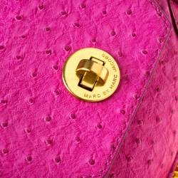 Pre Owned Marc by Marc Jacobs Fuschia Ostrich Embossed Leather Crossbody Bag