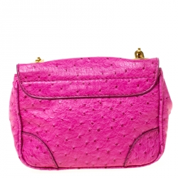 Pre Owned Marc by Marc Jacobs Fuschia Ostrich Embossed Leather Crossbody Bag