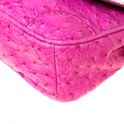 Pre Owned Marc by Marc Jacobs Fuschia Ostrich Embossed Leather Crossbody Bag
