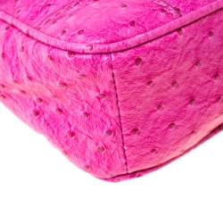 Pre Owned Marc by Marc Jacobs Fuschia Ostrich Embossed Leather Crossbody Bag