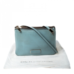 مملوكة مسبقًا Marc By Marc Jacobs Light Blue/Beige Leather Ligero Double Percy Crossbody Bag