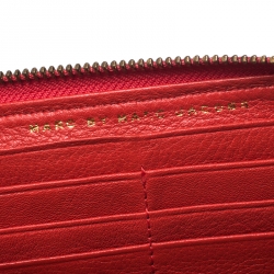 Marc By Marc Jacobs Coral Orange Leather Zip Around Wallet