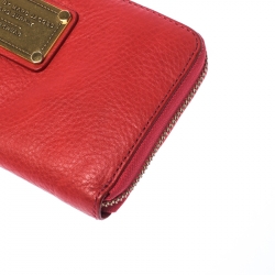 Marc By Marc Jacobs Coral Orange Leather Zip Around Wallet