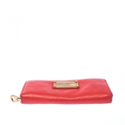 Marc By Marc Jacobs Coral Orange Leather Zip Around Wallet