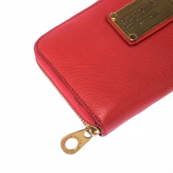 Marc By Marc Jacobs Coral Orange Leather Zip Around Wallet