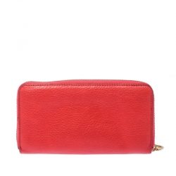 Marc By Marc Jacobs Coral Orange Leather Zip Around Wallet