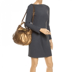 مملوكة مسبقًا Marc by Marc Jacobs Metallic Gold Leather Classic Q Hillier Hobo