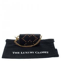 Marc by Marc Jacobs Black Leather Grommet Embellished Compact Zip Around Wallet