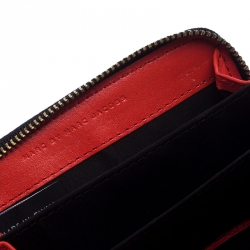 Marc by Marc Jacobs Black Leather Grommet Embellished Compact Zip Around Wallet