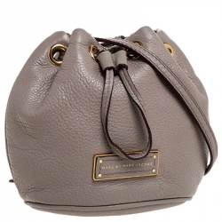 Pre Owned Marc By Marc Jacobs Light Brown Leather Mini Too Hot to Handle Drawstring Bucket Crossbody Bag