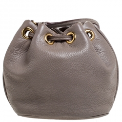 Pre Owned Marc By Marc Jacobs Light Brown Leather Mini Too Hot to Handle Drawstring Bucket Crossbody Bag