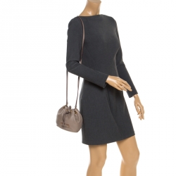 Pre Owned Marc By Marc Jacobs Light Brown Leather Mini Too Hot to Handle Drawstring Bucket Crossbody Bag