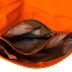 Pre Owned Marc by Marc Jacobs Katie Neon Orange Leather Clutch