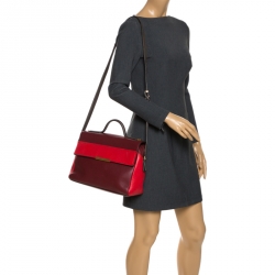 Pre Owned Marc by Marc Jacobs Tri Color Leather Flap Top Handle Bag