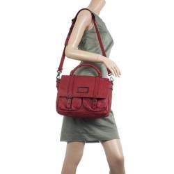 Marc by Marc Red Werdie Snake-Effect Leather Messenger Bag