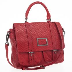 Marc by Marc Red Werdie Snake-Effect Leather Messenger Bag