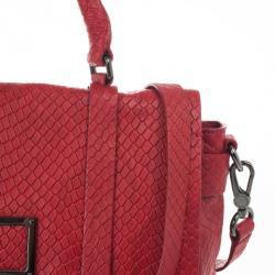 Marc by Marc Red Werdie Snake-Effect Leather Messenger Bag