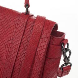 Marc by Marc Red Werdie Snake-Effect Leather Messenger Bag