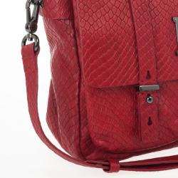 Marc by Marc Red Werdie Snake-Effect Leather Messenger Bag
