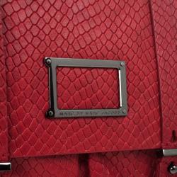 Marc by Marc Red Werdie Snake-Effect Leather Messenger Bag