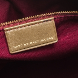 Pre Owned Marc by Marc Jacobs Olive Green Leather Front Zip Pocket Tote