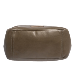 Pre Owned Marc by Marc Jacobs Olive Green Leather Front Zip Pocket Tote