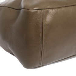 Pre Owned Marc by Marc Jacobs Olive Green Leather Front Zip Pocket Tote