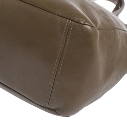 Pre Owned Marc by Marc Jacobs Olive Green Leather Front Zip Pocket Tote