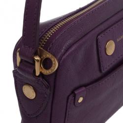 Pre Owned Marc by Marc Jacobs Dark Magenta Preppy Leather Camera Bag