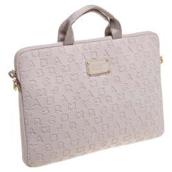 Pre Owned Marc by Marc Jacobs Beige Dreamy Logo Fabric Laptop Bag