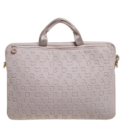 Pre Owned Marc by Marc Jacobs Beige Dreamy Logo Fabric Laptop Bag