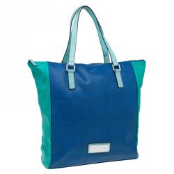 Pre Owned Marc by Marc Jacobs Blue/Green Lizard Stamped Leather Take Me Tote