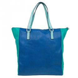 Pre Owned Marc by Marc Jacobs Blue/Green Lizard Stamped Leather Take Me Tote