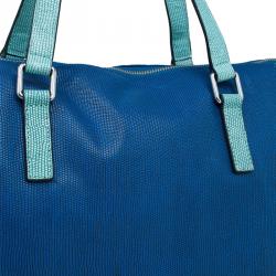 Pre Owned Marc by Marc Jacobs Blue/Green Lizard Stamped Leather Take Me Tote