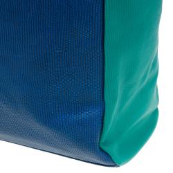 Pre Owned Marc by Marc Jacobs Blue/Green Lizard Stamped Leather Take Me Tote