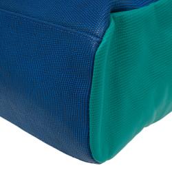 Pre Owned Marc by Marc Jacobs Blue/Green Lizard Stamped Leather Take Me Tote