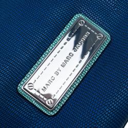 Pre Owned Marc by Marc Jacobs Blue/Green Lizard Stamped Leather Take Me Tote